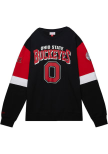 Mitchell and Ness Ohio State Buckeyes Mens Black All Over Long Sleeve Fashion Sweatshirt