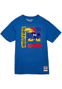 Mitchell and Ness Kansas Jayhawks Blue Go Time Short Sleeve T Shirt
