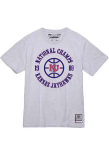 Mitchell and Ness Kansas Jayhawks Grey 1988 Champs Short Sleeve T Shirt