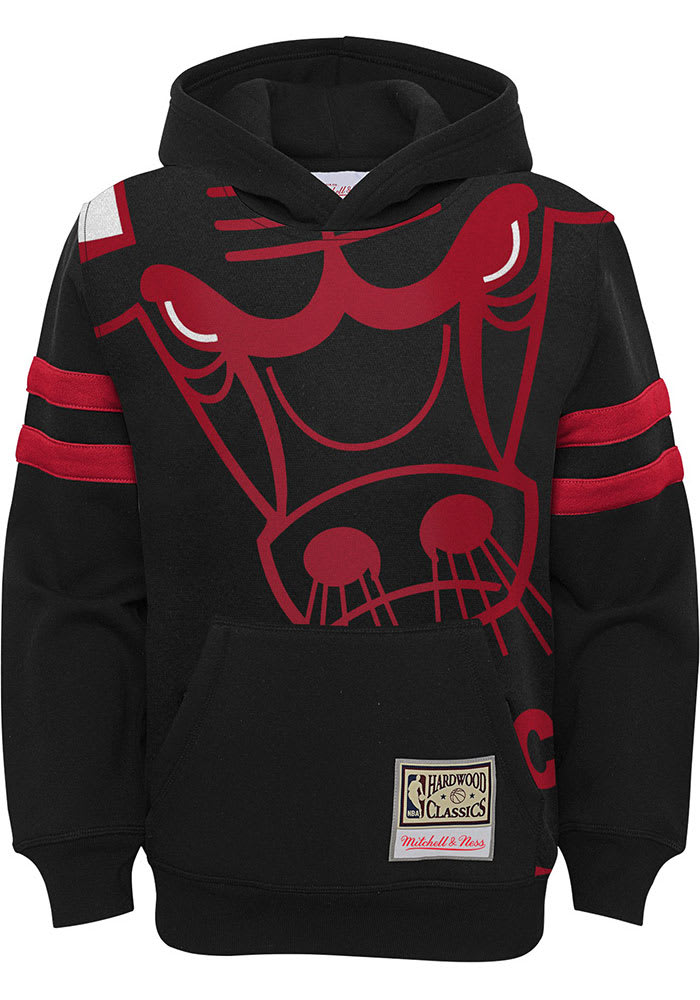 Mitchell and Ness Chicago Bulls Youth Black Big Face Long Sleeve Hoodie