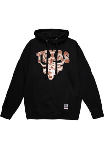 Mitchell and Ness Texas Longhorns Mens Black Bevo Chisel Long Sleeve Hoodie