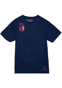 Mitchell and Ness St Louis City SC Navy Blue STL Crest Short Sleeve Fashion T Shirt