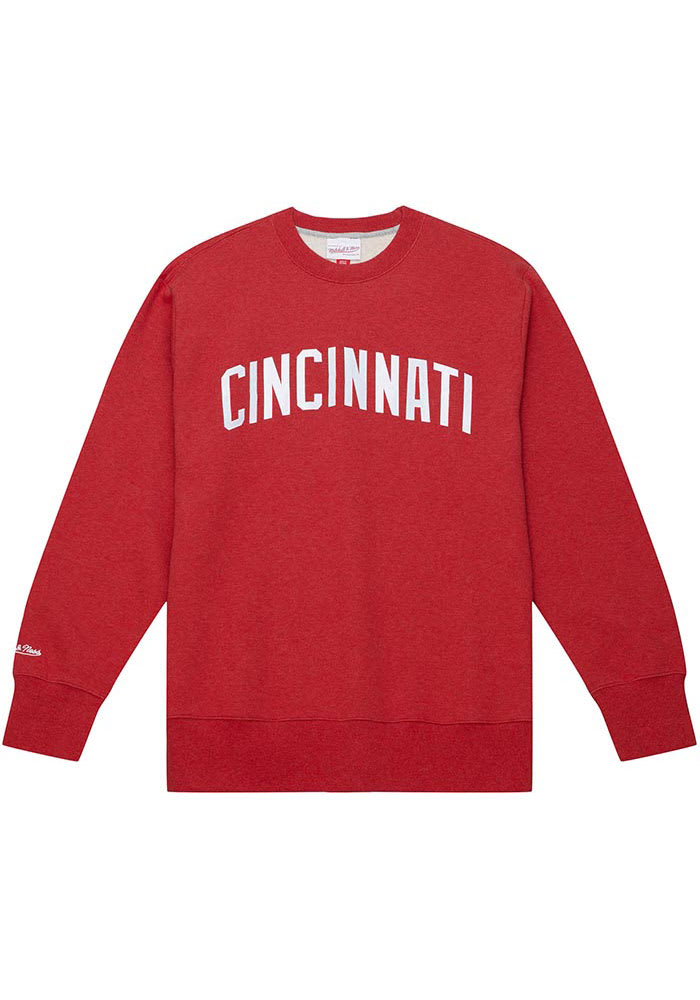 Men's Antigua Oatmeal Cincinnati Reds Reward Crewneck Pullover Sweatshirt Size: Small