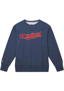Mitchell and Ness Cleveland Guardians Mens Navy Blue Playoff Win 2.0 Long Sleeve Fashion Sweatsh..