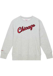 Mitchell and Ness Chicago Bulls Mens Grey Playoff Win 2.0 Long Sleeve Fashion Sweatshirt