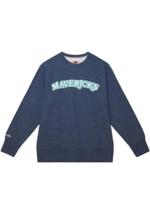 Mitchell and Ness Dallas Mavericks Mens Navy Blue Playoff Win 2.0 Long Sleeve Fashion Sweatshirt