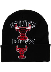 Mitchell and Ness Chicago Bulls Black HWC Team Origins Cuff Mens Knit Hat