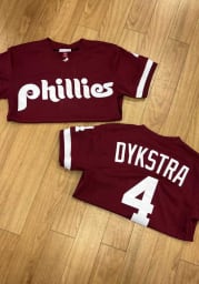 Lenny Dykstra Philadelphia Phillies Mitchell and Ness 1991 Batting Practice Cooperstown Jersey - Maroon