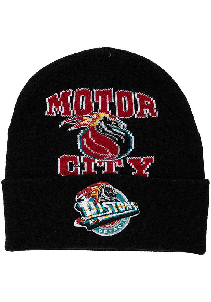 Detroit Bad Boys Knit Hat w/ Black Pom