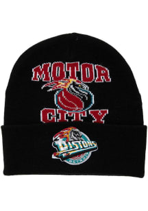 Mitchell and Ness Detroit Pistons Black HWC Team Origins Cuff Mens Knit Hat