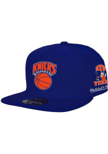 Mitchell and Ness New York Knicks Mens Blue HWC Team Origins Fitted Hat