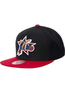 Mitchell and Ness Philadelphia 76ers Black NBA Team 2 Tone 2.0 Hardwood Classics Mens Snapback Hat