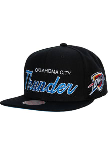 Mitchell and Ness Oklahoma City Thunder Black NBA Team Script 2.0 Mens Snapback Hat