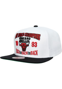 Mitchell and Ness Chicago Bulls White NBA Back to Back 1993 Mens Snapback Hat