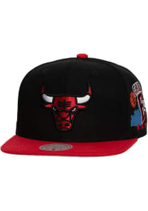 Mitchell and Ness Chicago Bulls Black NBA Patch Overload Mens Snapback Hat