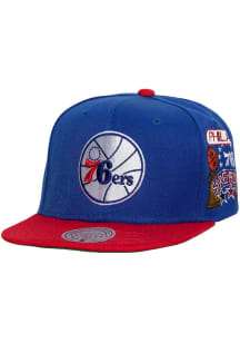Mitchell and Ness Philadelphia 76ers Blue NBA Patch Overload Mens Snapback Hat