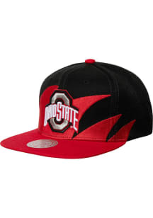 Mitchell and Ness Ohio State Buckeyes Red NCAA Sharktooth Mens Snapback Hat