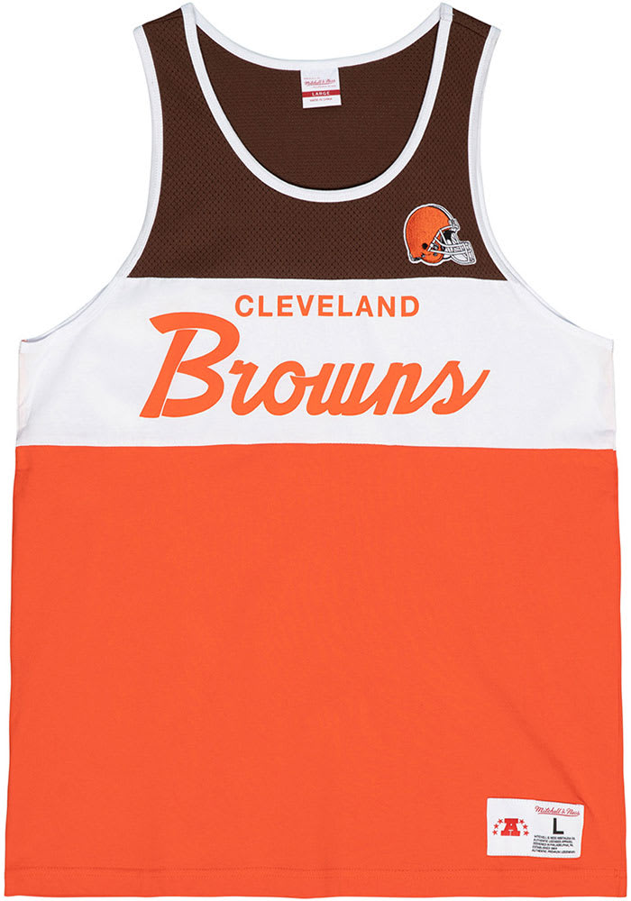 Mitchell and Ness Cleveland Browns Mens Orange COTTON Short Sleeve Tank Top