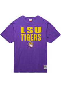Mitchell and Ness LSU Tigers Purple Legendary Slub Stacked Short Sleeve Fashion T Shirt