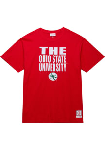Mitchell and Ness Ohio State Buckeyes Red Legendary Slub Stacked Short Sleeve Fashion T Shirt