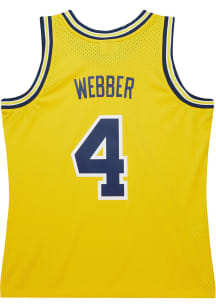 Chris Webber  Mitchell and Ness Michigan Wolverines Yellow No4 Webber Basketball Jersey