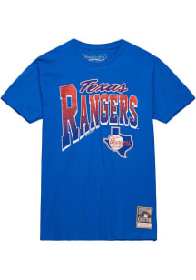 Mitchell and Ness Texas Rangers Blue Arched Vintage Logo Short Sleeve Fashion T Shirt