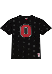 Mitchell and Ness Ohio State Buckeyes Black AOP Top Short Sleeve Fashion T Shirt