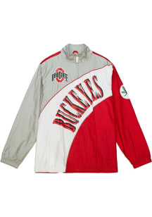 Mens Ohio State Buckeyes Red Mitchell and Ness Retro Windbreaker Light Weight Jacket