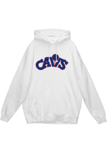 Mitchell and Ness Cleveland Cavaliers Mens White 80s Hook Long Sleeve Hoodie