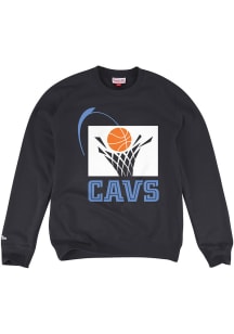 Mitchell and Ness Cleveland Cavaliers Mens Black Throwback Long Sleeve Crew Sweatshirt