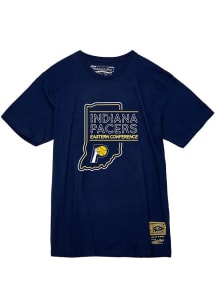 Mitchell and Ness Indiana Pacers Navy Blue Sign Up Short Sleeve T Shirt