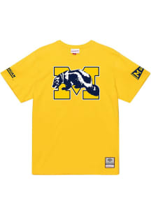 Mitchell and Ness Michigan Wolverines Yellow Origins Short Sleeve Fashion T Shirt
