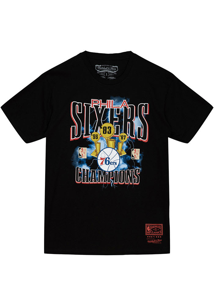 Mitchell and Ness Philadelphia 76ers Black Playoffs Short Sleeve T Shirt
