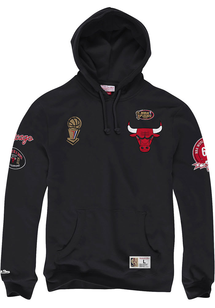 Mitchell and Ness Chicago Bulls Black Champ City Long Sleeve Fashion Hood