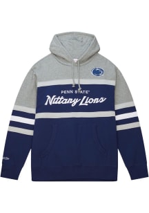 Mitchell and Ness Penn State Nittany Lions Mens Navy Blue Head Coach Hoodie Fashion Hood