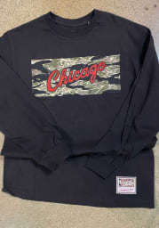 Mitchell and Ness Chicago Bulls Black Tiger Camo Long Sleeve T Shirt