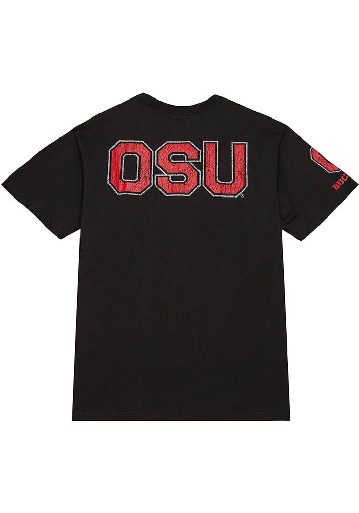 Mitchell and Ness Ohio State Buckeyes Black Team Name Stacked Short Sleeve Fashion T Shirt