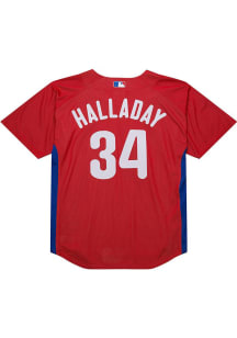 Roy Halladay Philadelphia Phillies Mitchell and Ness Button Coop Cooperstown Jersey - Red