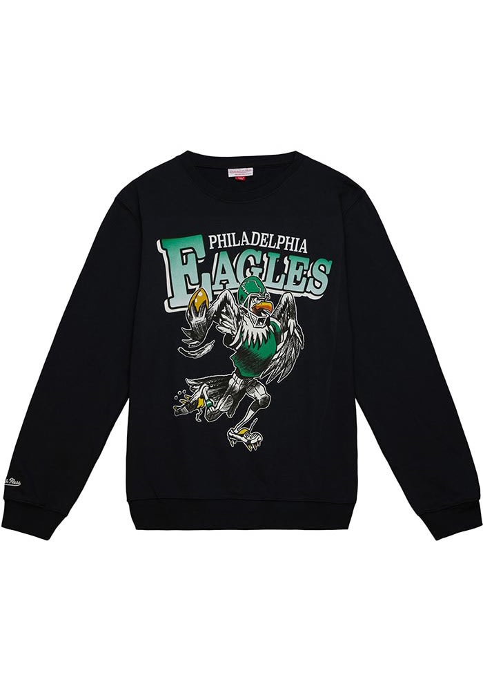 Mitchell and Ness Philadelphia Eagles Retro Long Sleeve Fashion Sweatshirt - Black