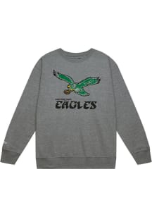 Mitchell and Ness Philadelphia Eagles Mens Grey Retro Long Sleeve Fashion Sweatshirt