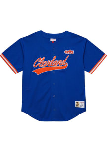 Mitchell and Ness Cleveland Cavaliers Mens Blue Mesh Button Jersey