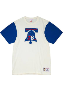 Mitchell and Ness Philadelphia 76ers Blue COLOR BLOCKED Short Sleeve Fashion T Shirt