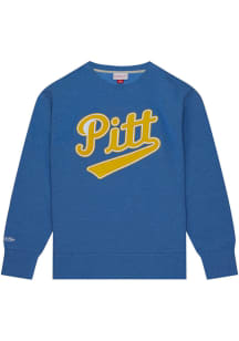 Mitchell and Ness Pitt Panthers Mens Blue Playoff Win Long Sleeve Fashion Sweatshirt