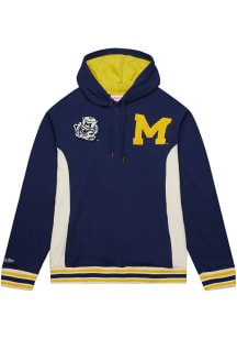 Mitchell and Ness Michigan Wolverines Mens Navy Blue French Terry Fashion Hood