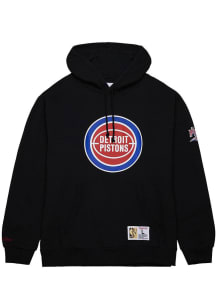 Mitchell and Ness Detroit Pistons Mens Black Game Time Long Sleeve Hoodie