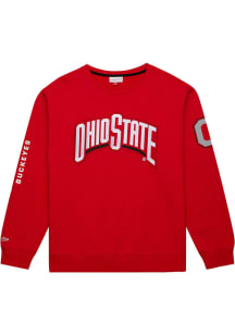 Mitchell and Ness Ohio State Buckeyes Mens Red Fleece Long Sleeve Fashion Sweatshirt