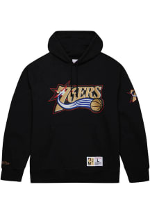Mitchell and Ness Philadelphia 76ers Mens Black Game Time Long Sleeve Hoodie