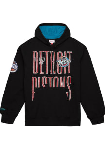 Mitchell and Ness Detroit Pistons Mens Black OG Fleece Fashion Hood