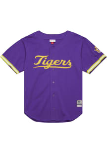 Mitchell and Ness LSU Tigers Mens Purple Mesh Button Jersey