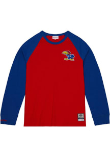 Mitchell and Ness Kansas Jayhawks Red Legendary Slub Long Sleeve Fashion T Shirt
